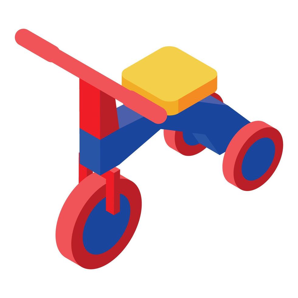 Colorful isometric tricycle for children playing outdoors vector