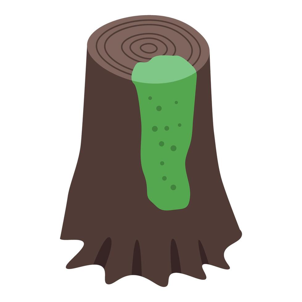 Old tree stump with green moss growing on it vector