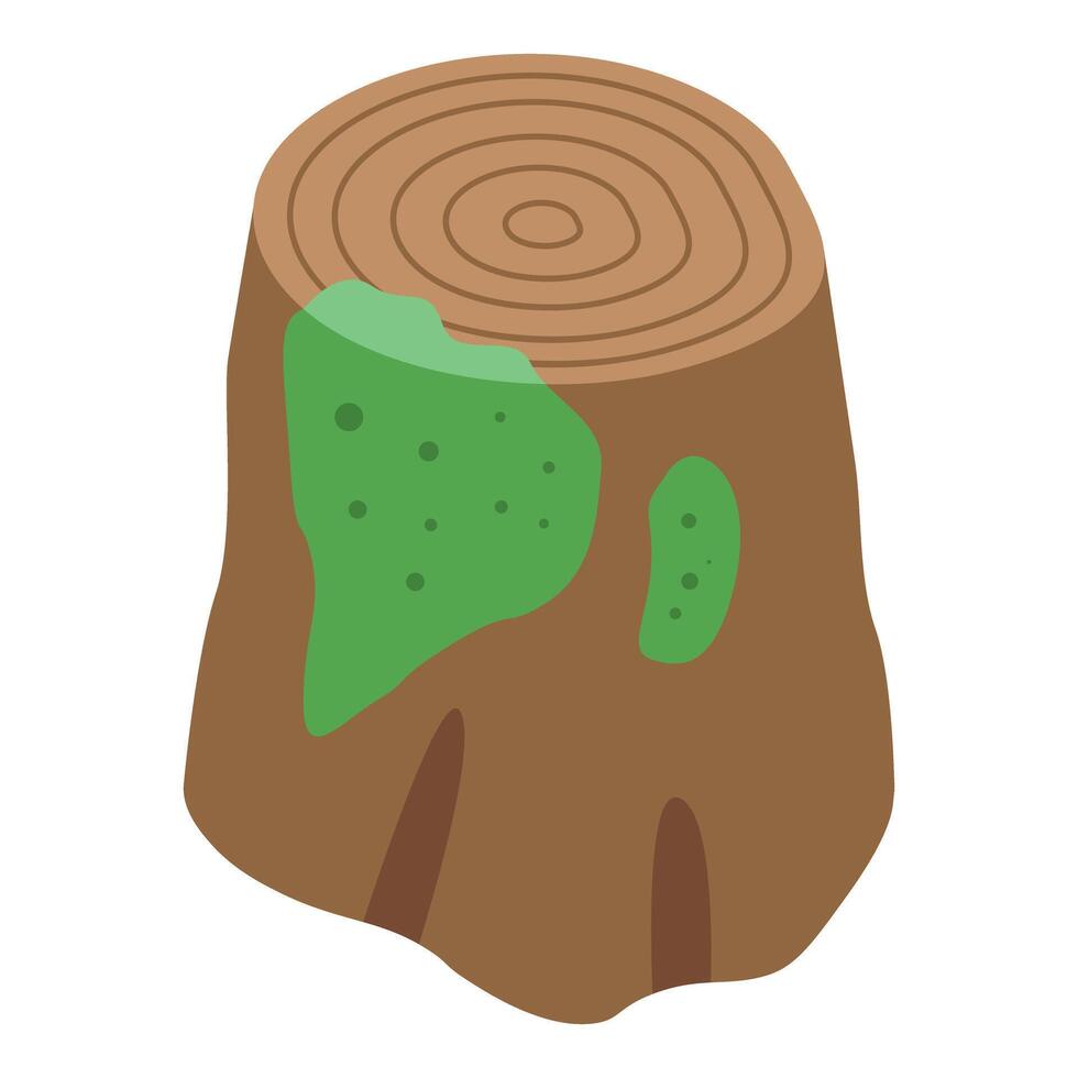 Old tree stump covered with green moss isometric view vector