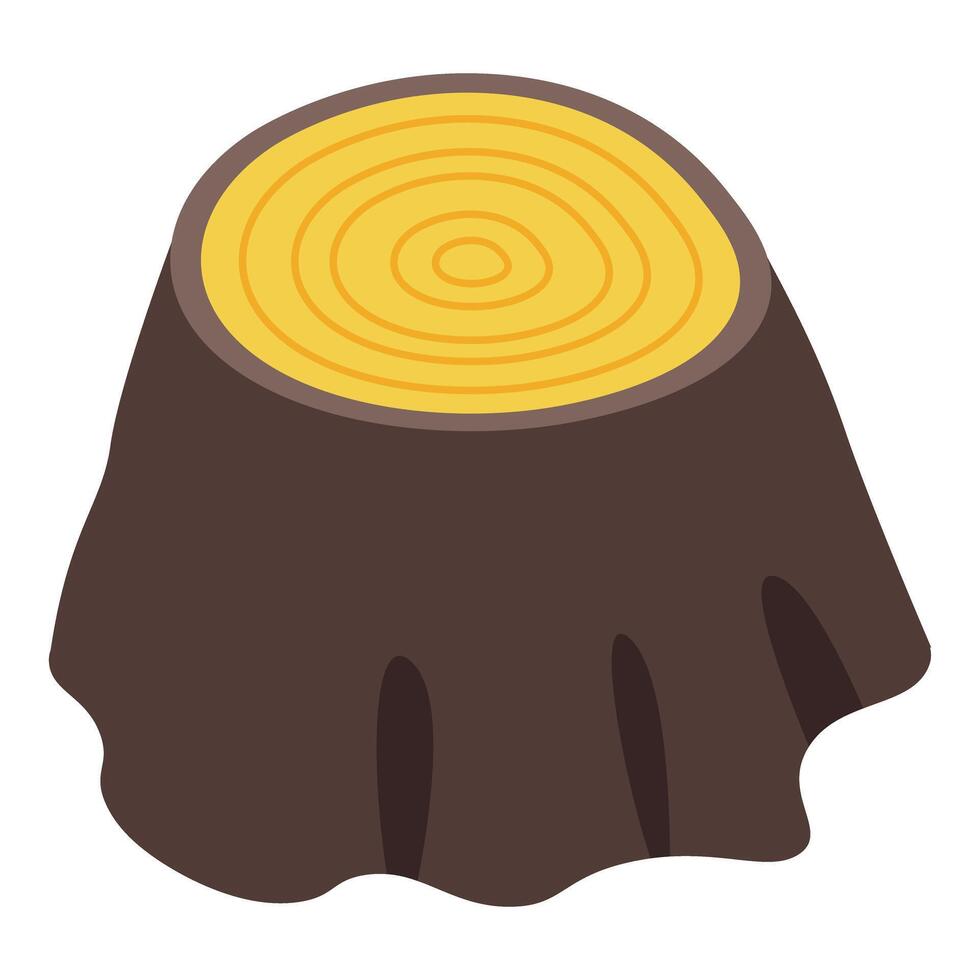 Tree stump showing growth rings isometric view vector