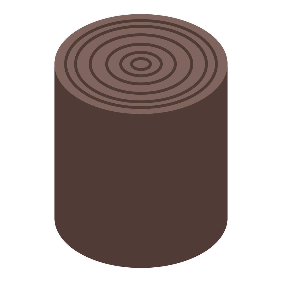 Brown tree trunk showing growth rings isometric view vector
