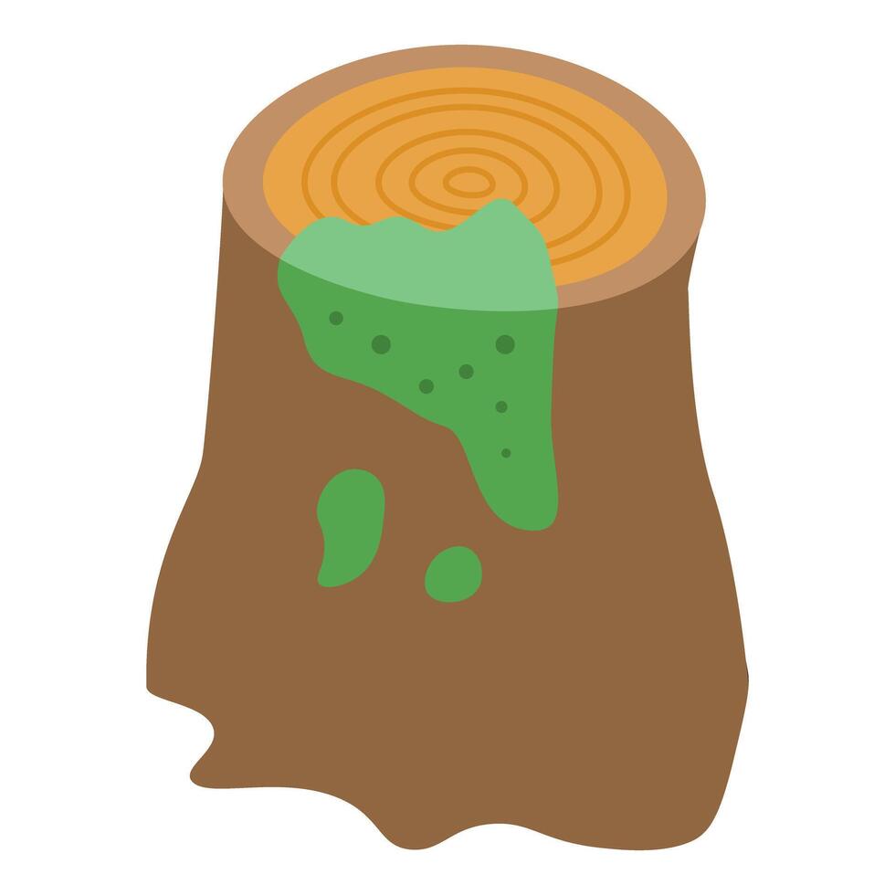 Old tree stump covered with green moss is slowly rotting vector