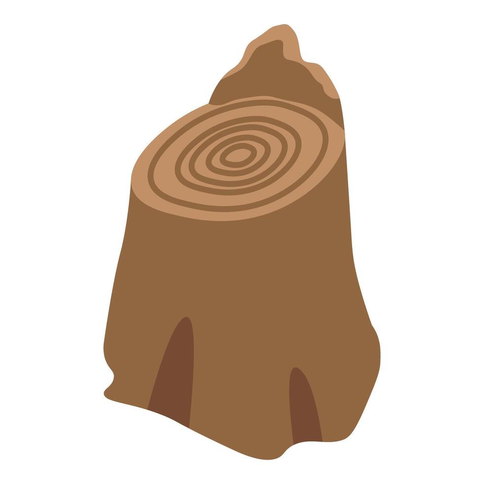 Brown tree stump showing growth rings isometric view vector