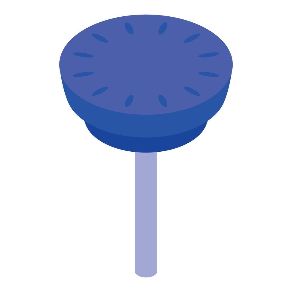 Blue sink plunger standing up isometric view vector
