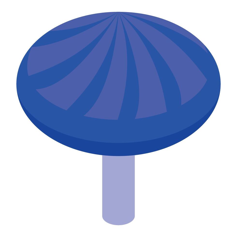 Blue mushroom growing with big round cap isometric view vector