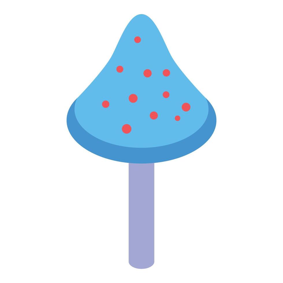 Blue mushroom standing tall with red spots isometric icon vector