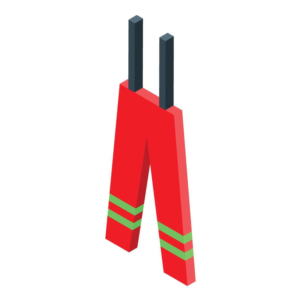 Firefighter red trousers with suspenders isometric icon vector