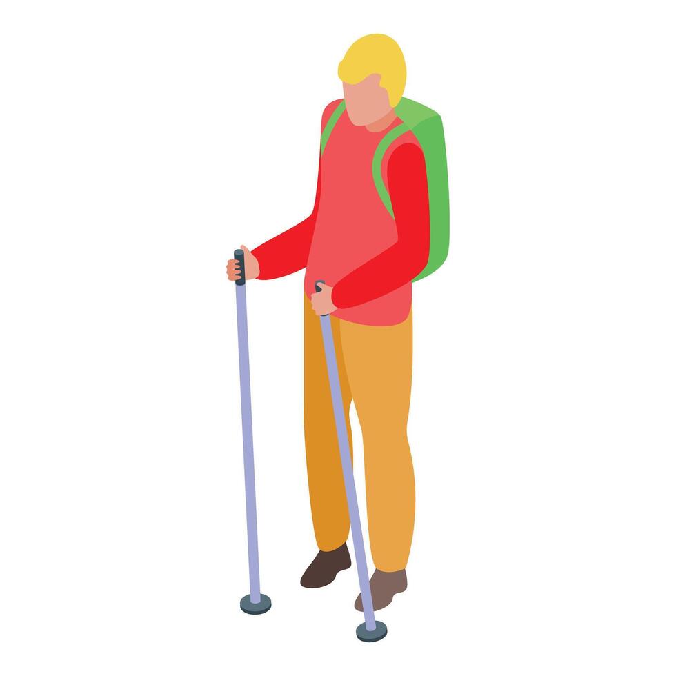 Young hiker is enjoying a walk in nature vector
