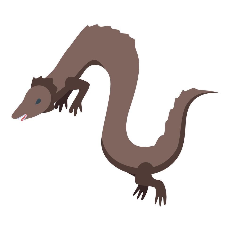 Brown prehistoric basilosaurus swimming with open mouth vector