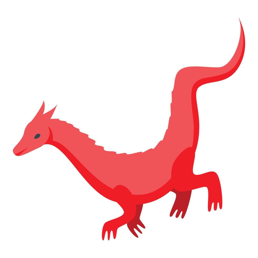 Red fantasy dragon walking side view vector