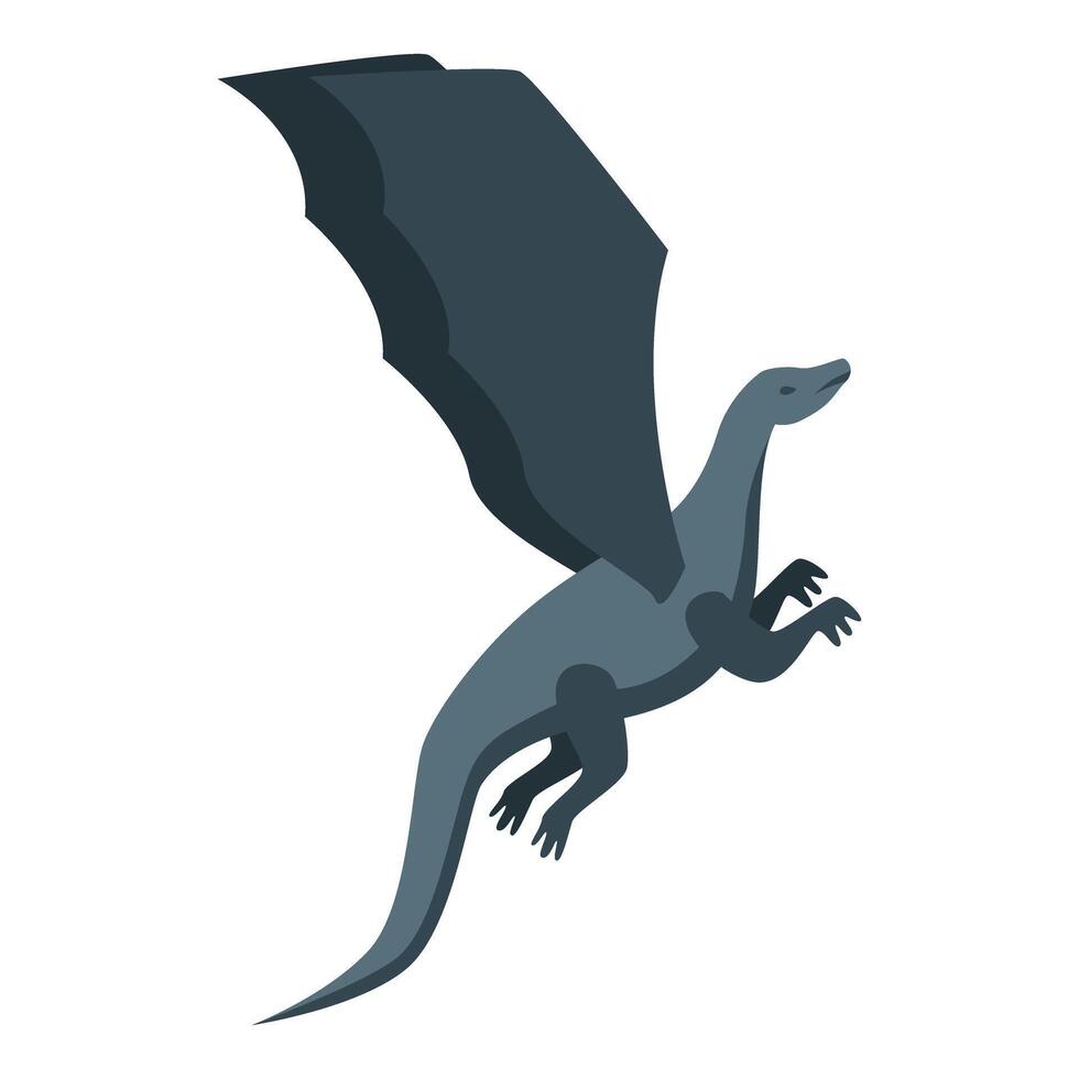 Grey dragon flying with its wings spread vector