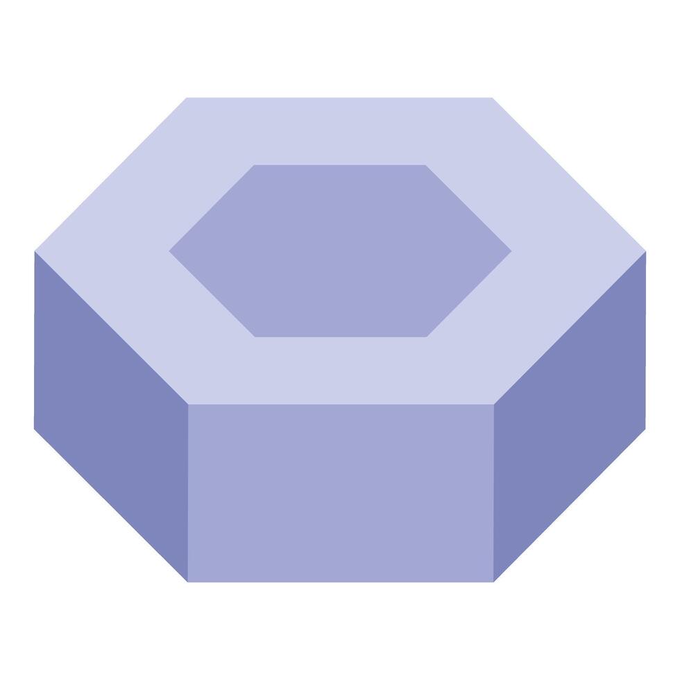 Purple hexagon floating showing its geometric shape vector
