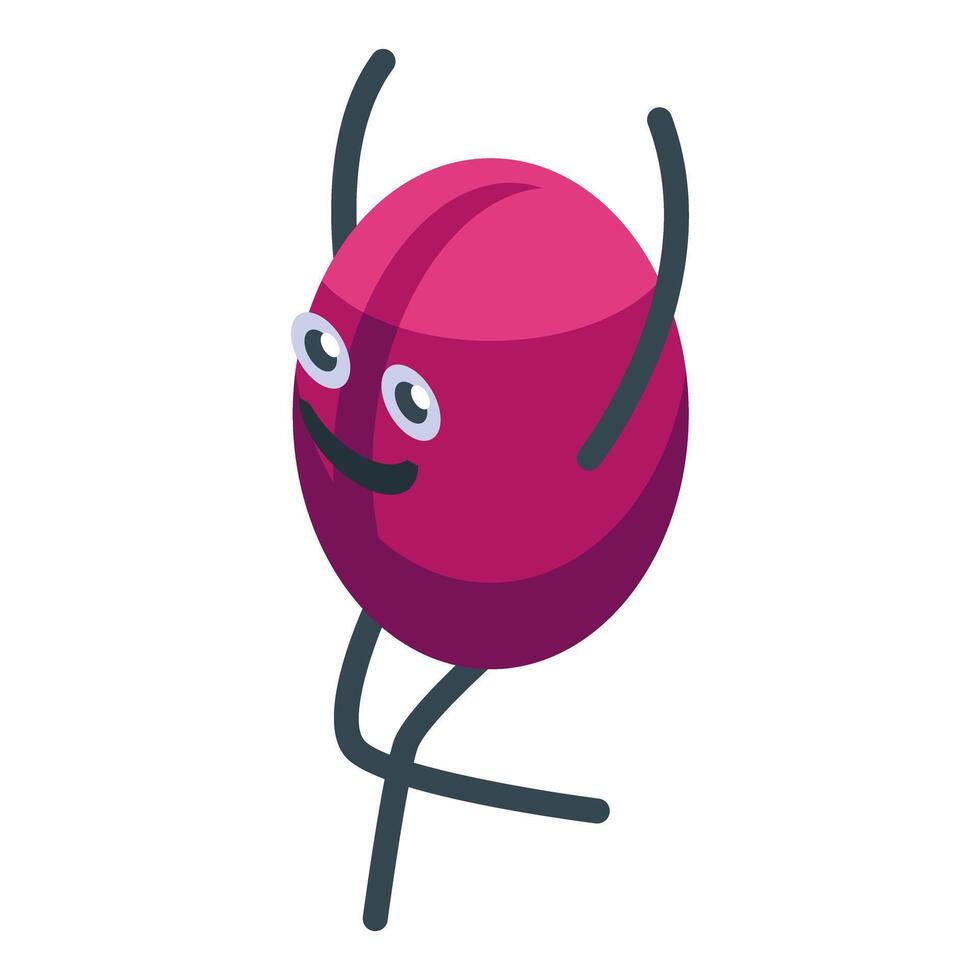 Happy pill capsule character standing on one leg isometric icon vector