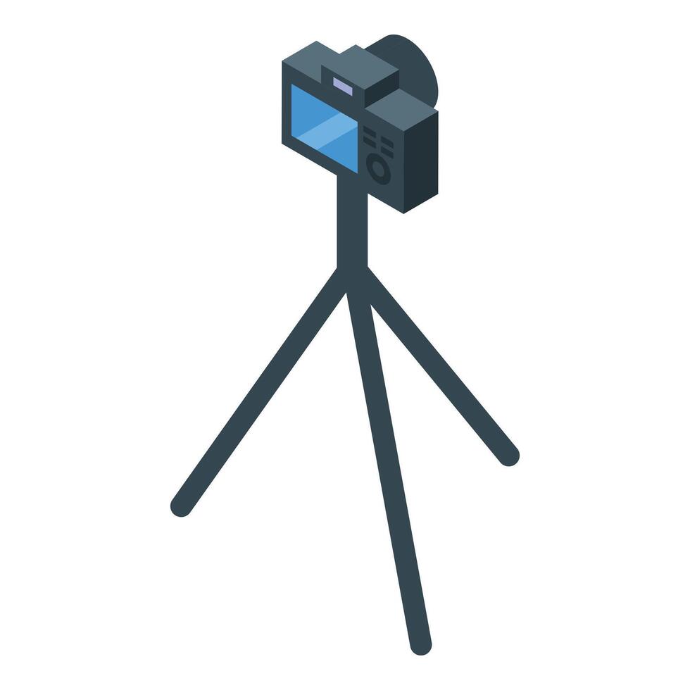 Digital camera is standing on tripod on a white background vector