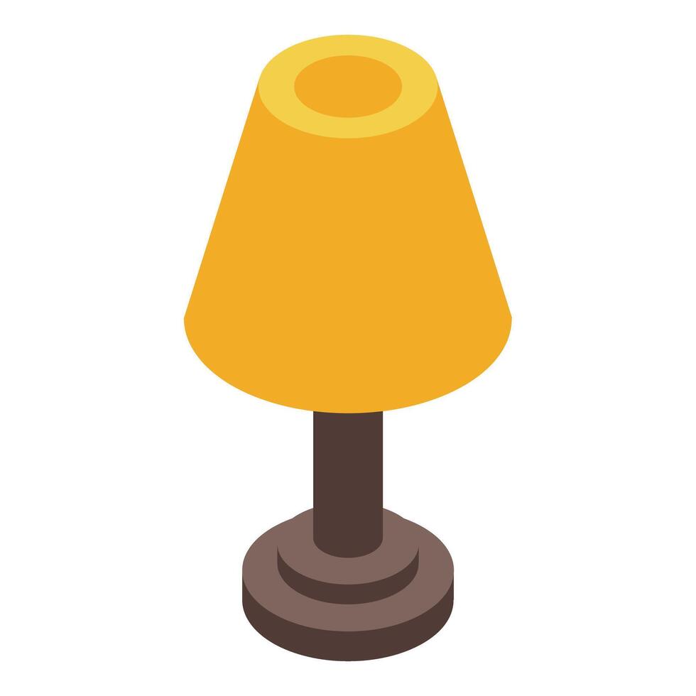 Yellow electric table lamp standing on floor providing light in isometric view vector