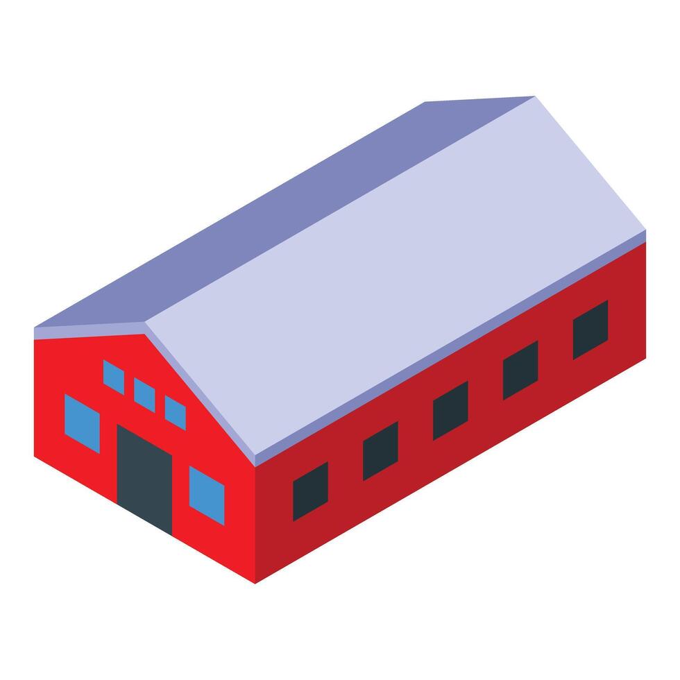 Red barn building standing on farm in isometric projection vector