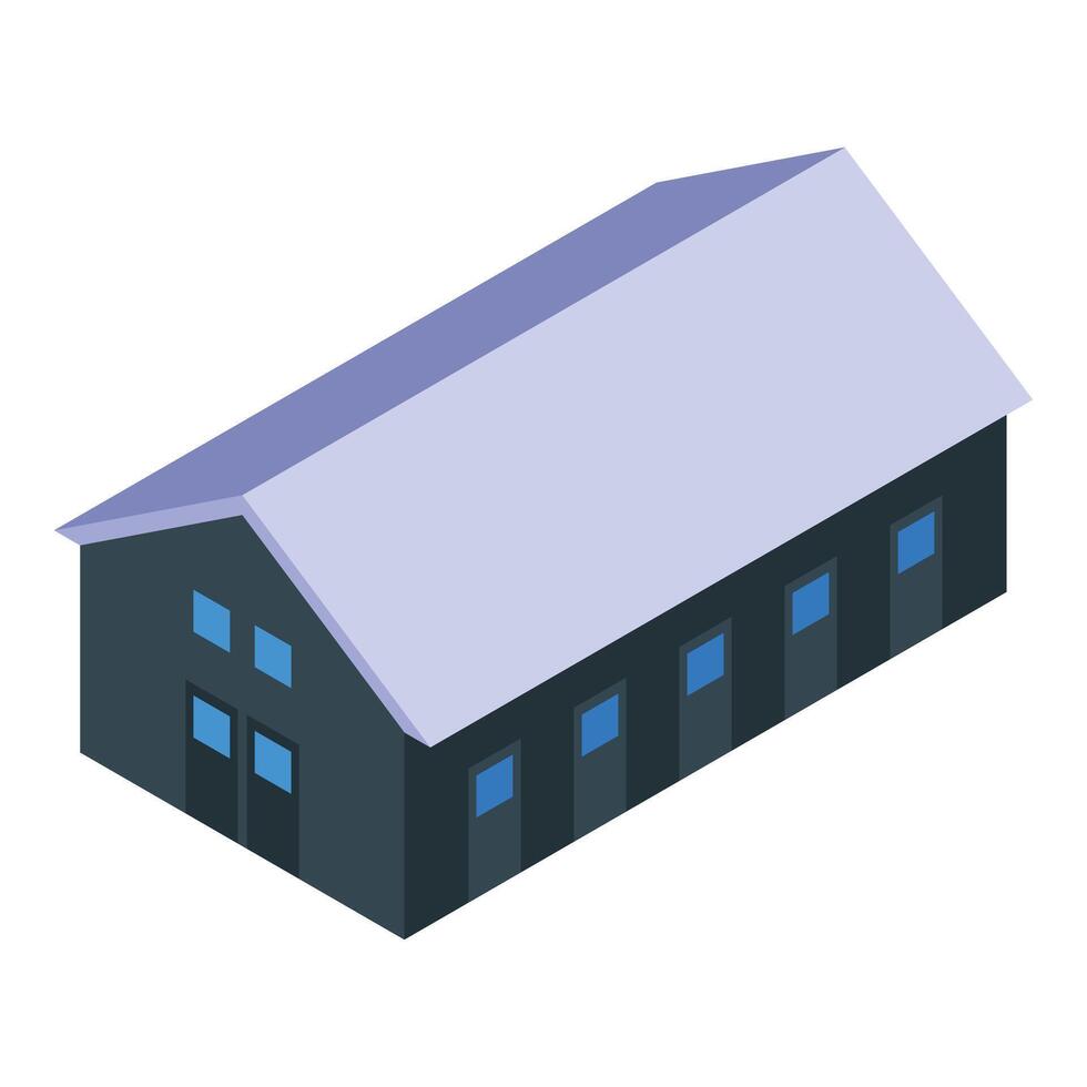 Large storage warehouse building isometric view vector