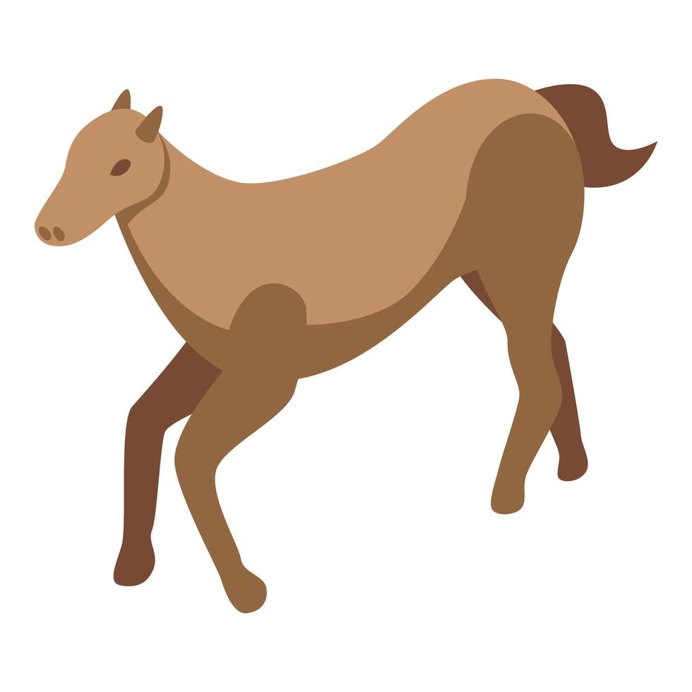Brown horse running isometric view vector