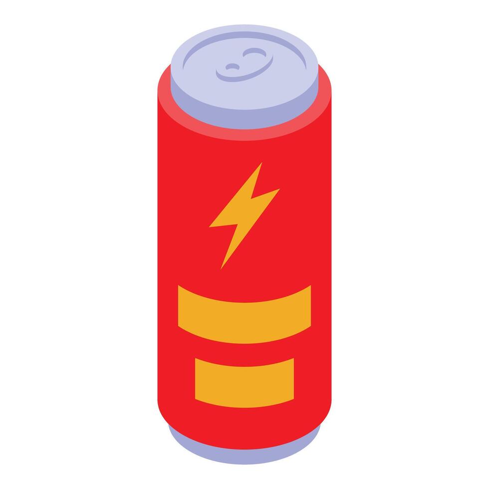 Red aluminum can with yellow label is standing on white background vector