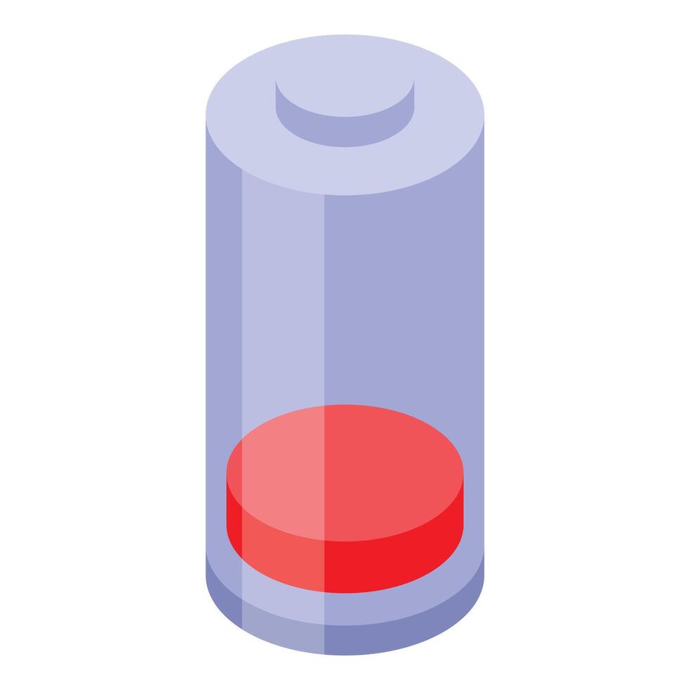 Low battery showing red indicator isometric view vector