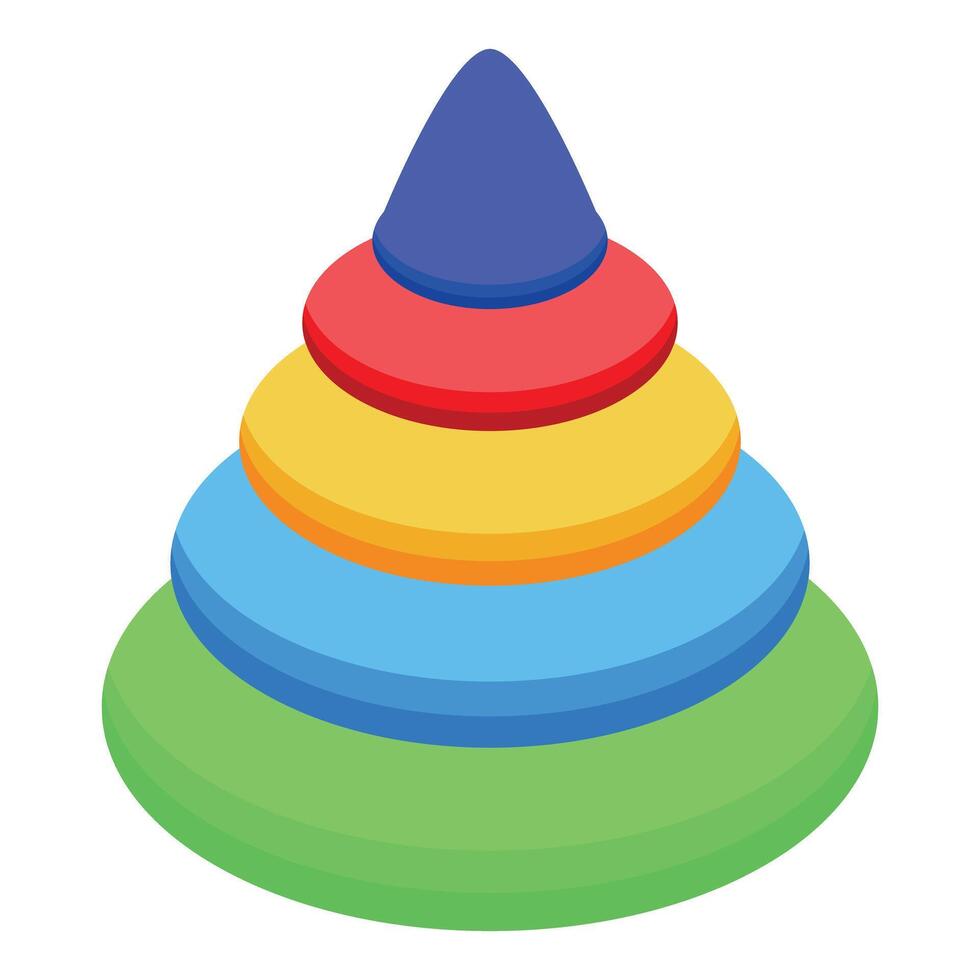 Colorful toy pyramid stacking up from biggest to smallest element vector