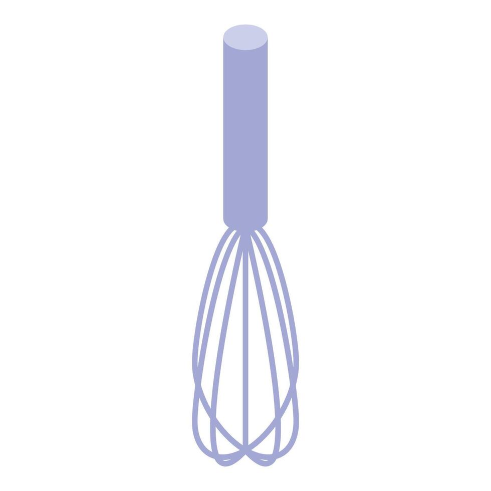 Metal whisk for mixing ingredients in isometric view vector