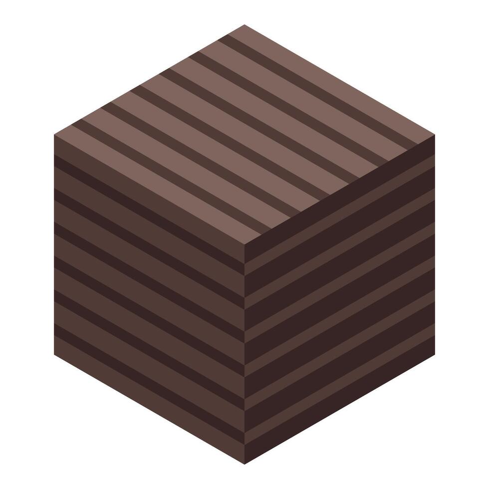 Dark brown cube forming striped pattern with isometric view vector