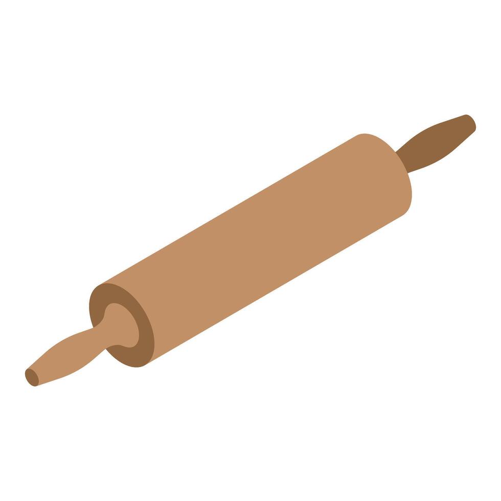 Wooden rolling pin lying diagonally isolated on white background vector