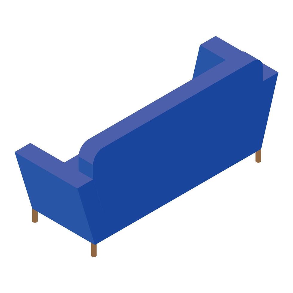 Blue sofa standing on wooden legs, furniture for living room interior design element vector
