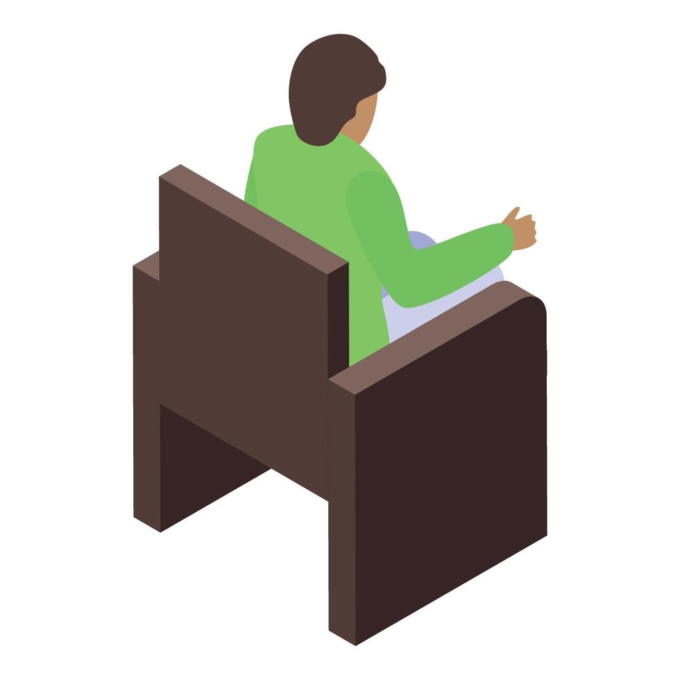 Man sitting on chair gesturing with hand isometric icon vector