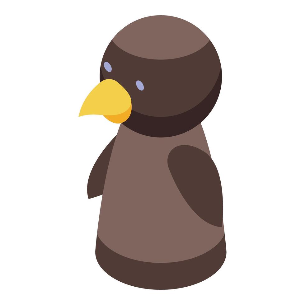 Cute brown bird standing isometric character design vector