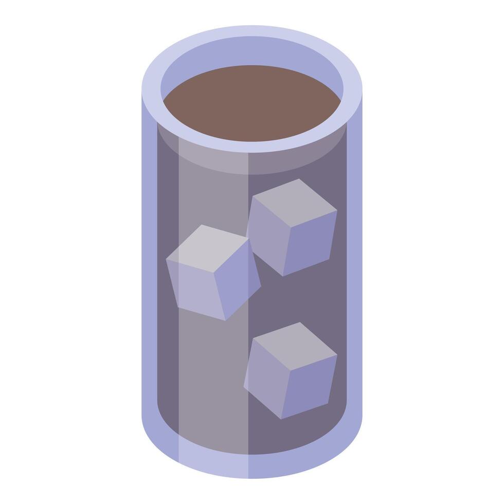 Tall glass containing refreshing cold brew coffee with ice cubes vector