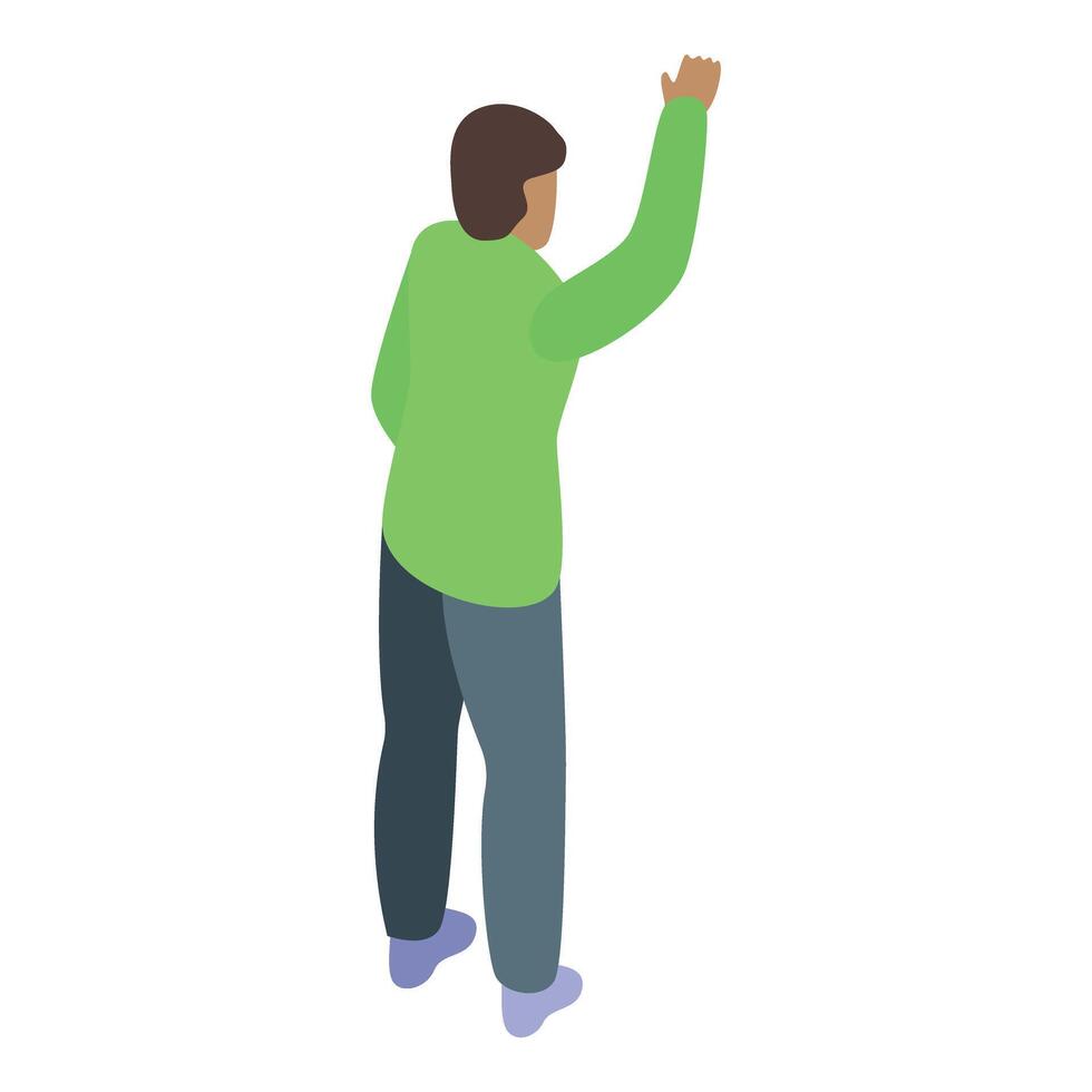 Student raising hand asking question during lesson vector