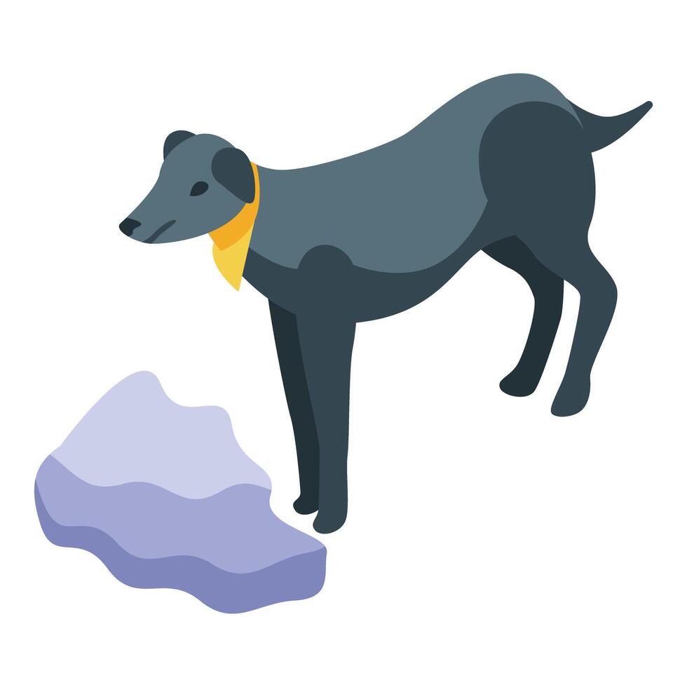 Rescue dog standing near a stone looking for victims vector