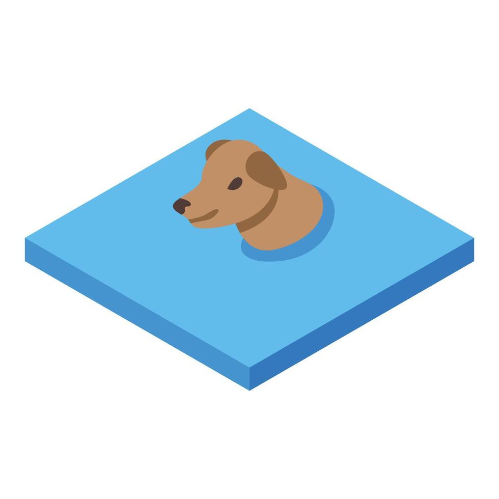 Dog head swimming in water isometric icon vector illustration