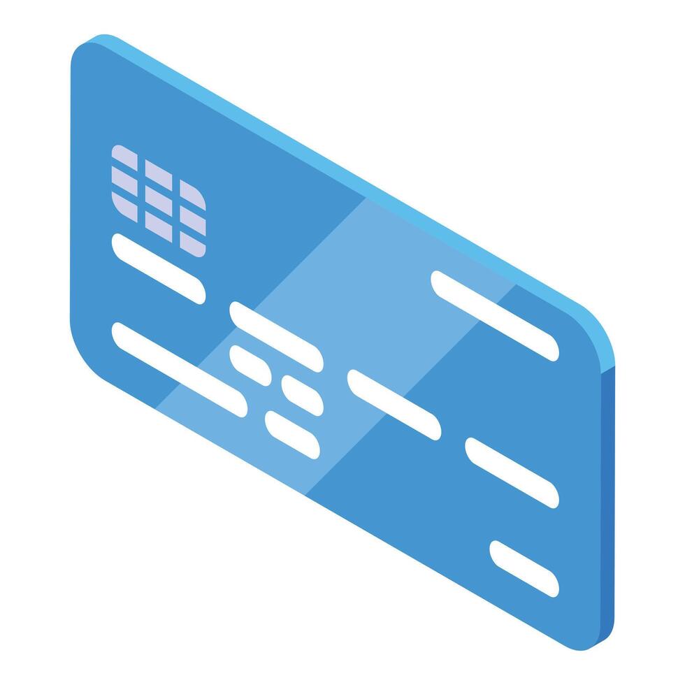 Blue credit card lying on a white background in isometric view vector