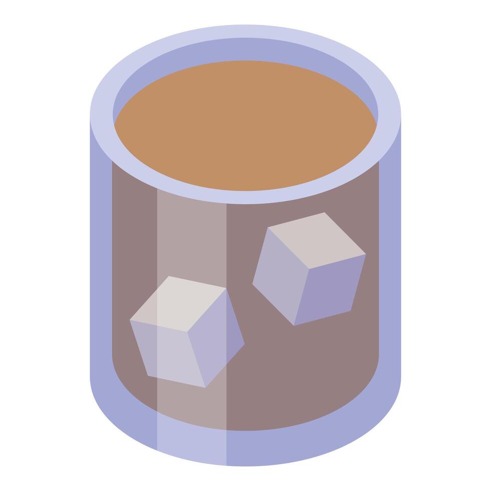Glass is containing iced coffee with ice cubes floating inside vector