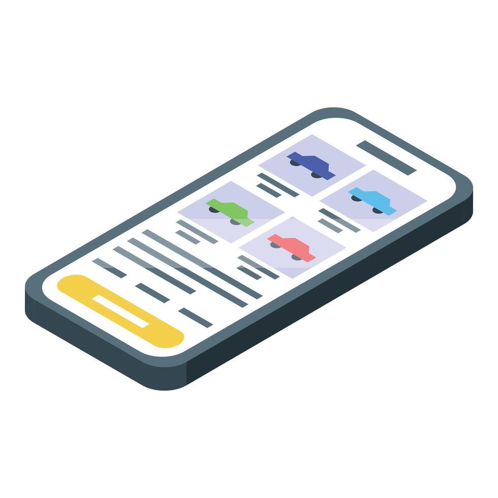 Online car marketplace app displaying vehicles for sale on smartphone screen vector