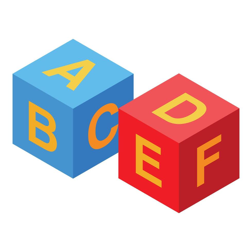 Colorful toy blocks forming the letters a b c d e f vector
