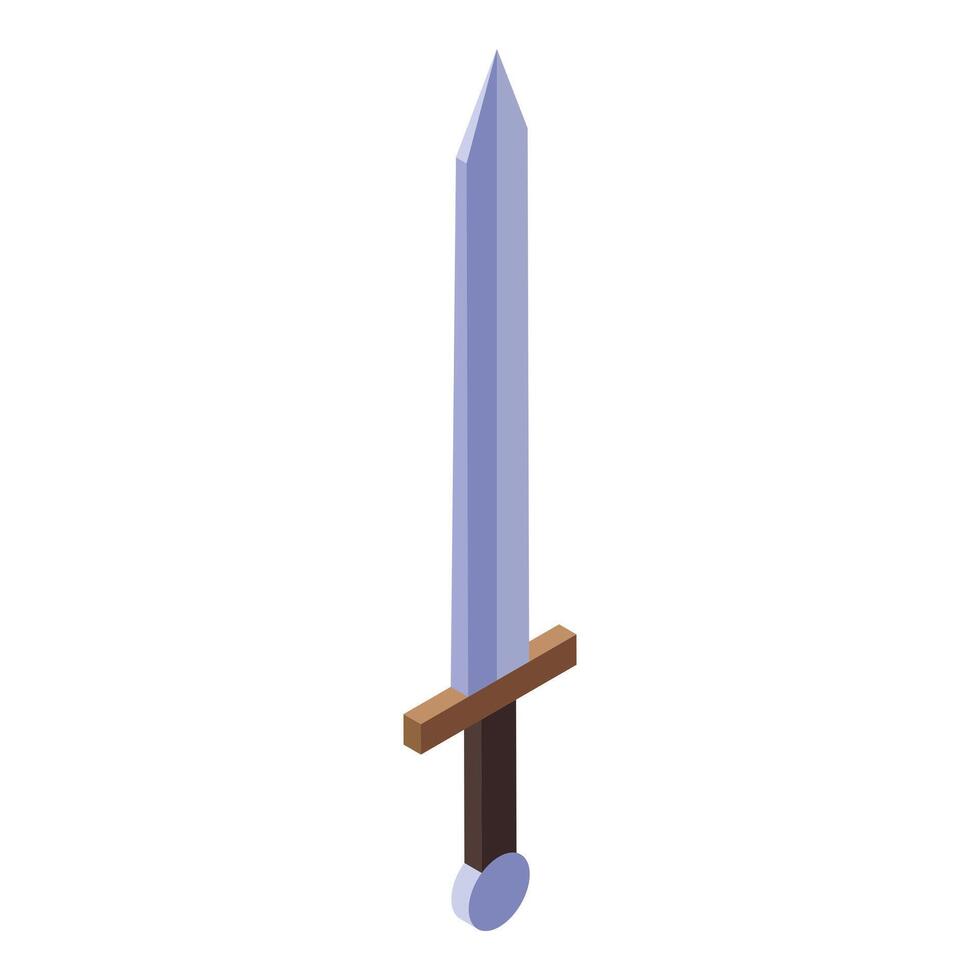Isometric sharp sword pointing up vector