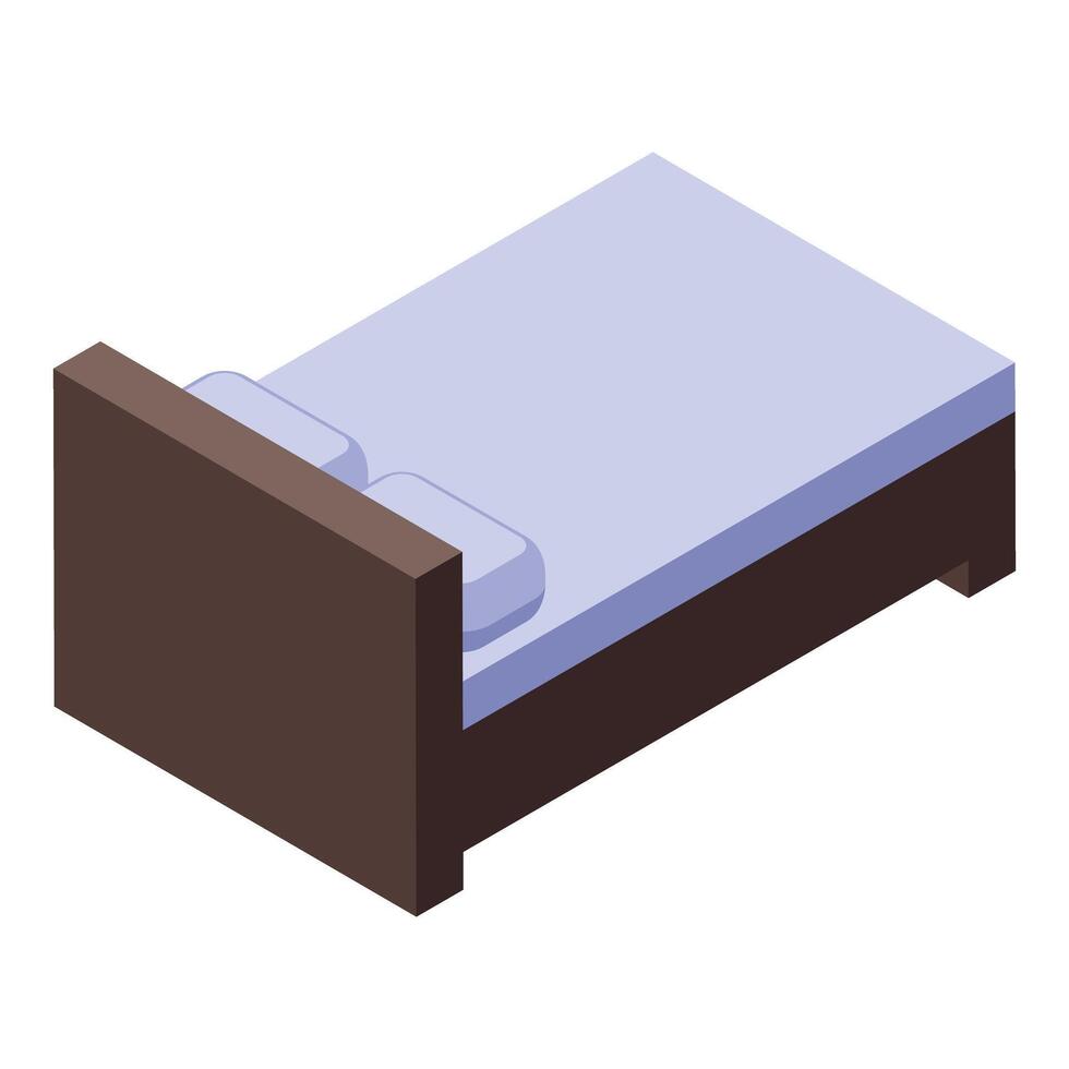 Comfortable double bed with two pillows isometric icon vector