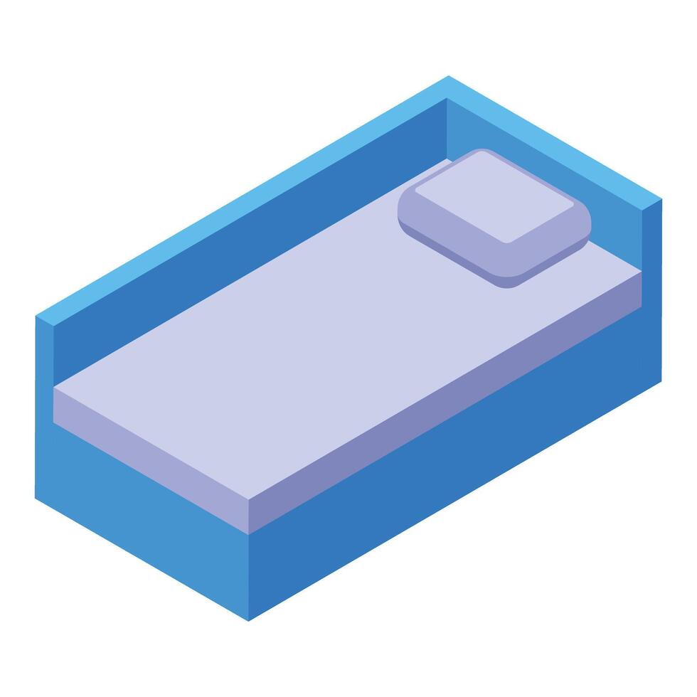 Comfortable blue bed with soft pillow isometric illustration vector