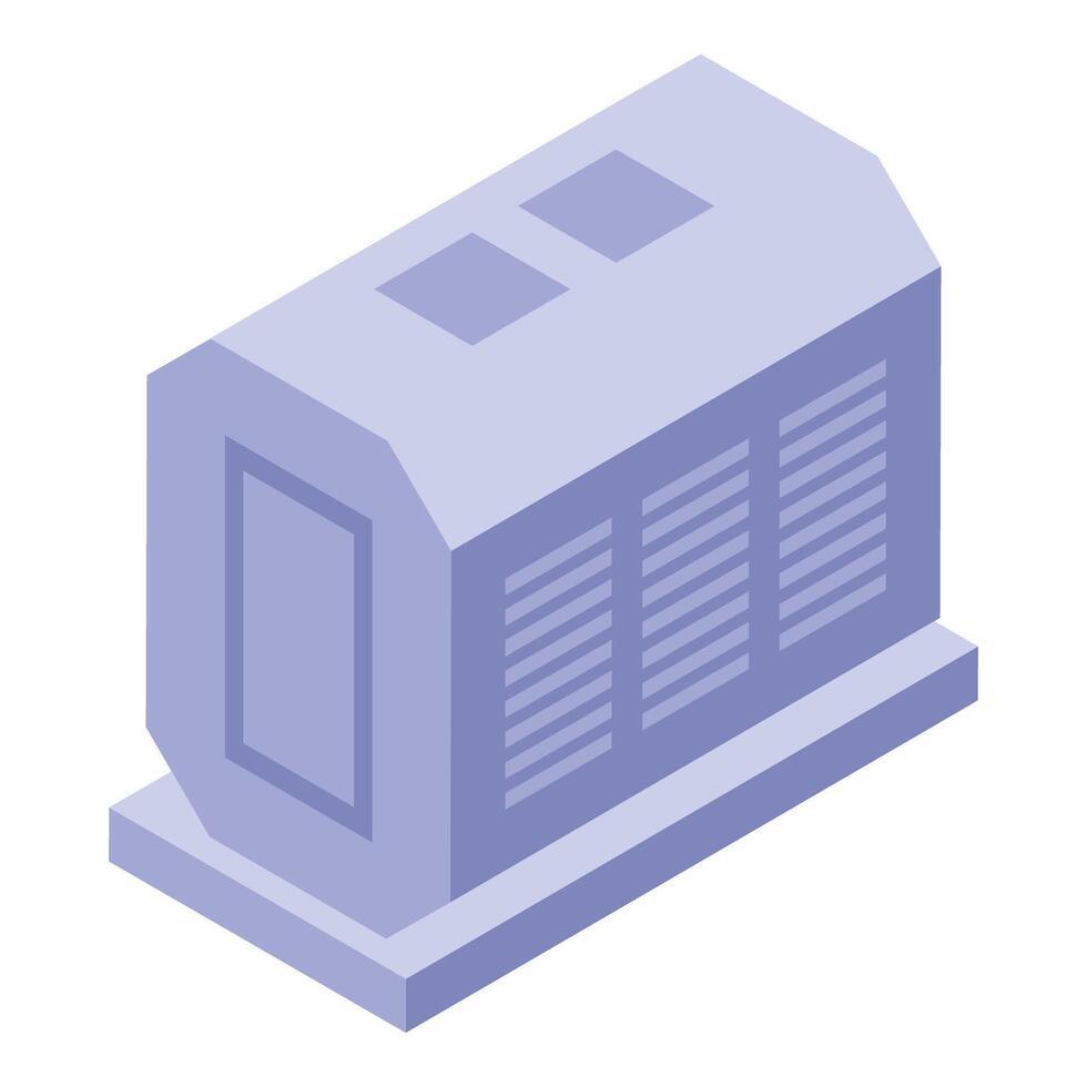 Diesel generator transforming mechanical energy into electricity isometric view vector