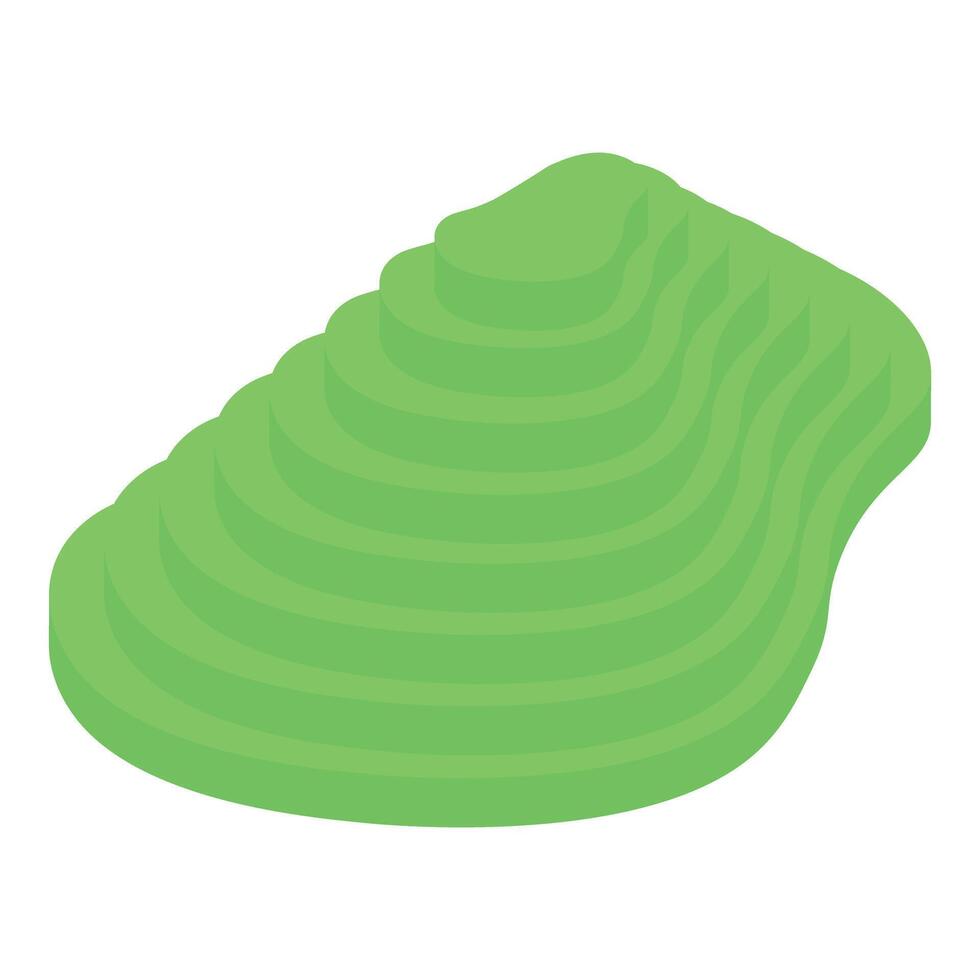Green rice field terrace farming minimalist isometric illustration vector