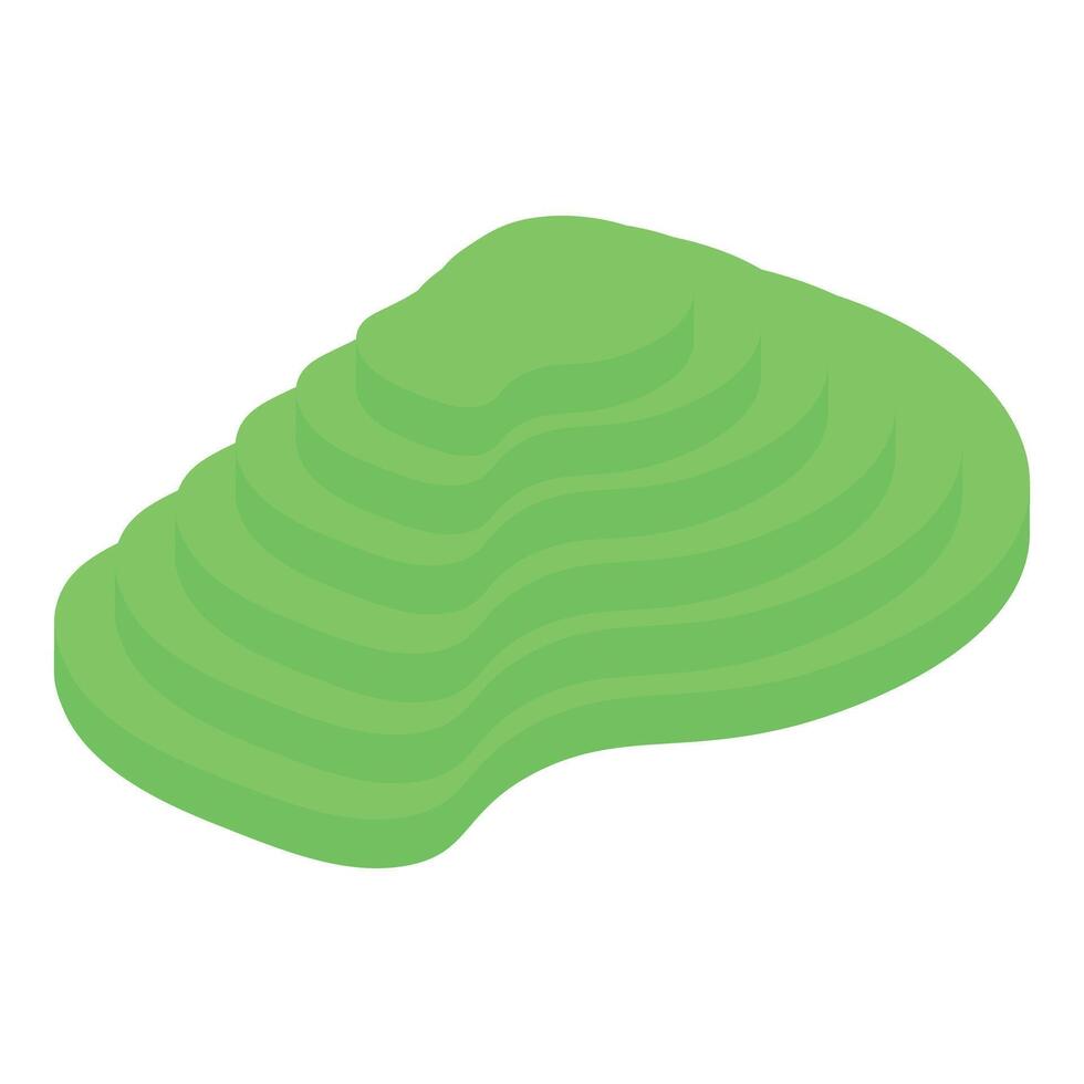 Green rice field plantation growing on mountain slope vector