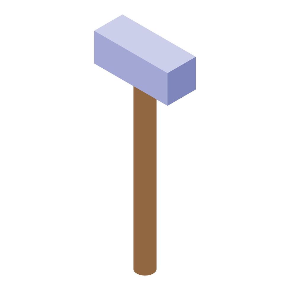 Isometric view of a sledgehammer with wooden handle vector