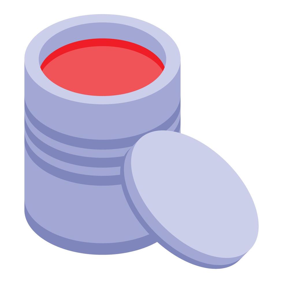 Open tin can filled with red paint for decoration or art project vector