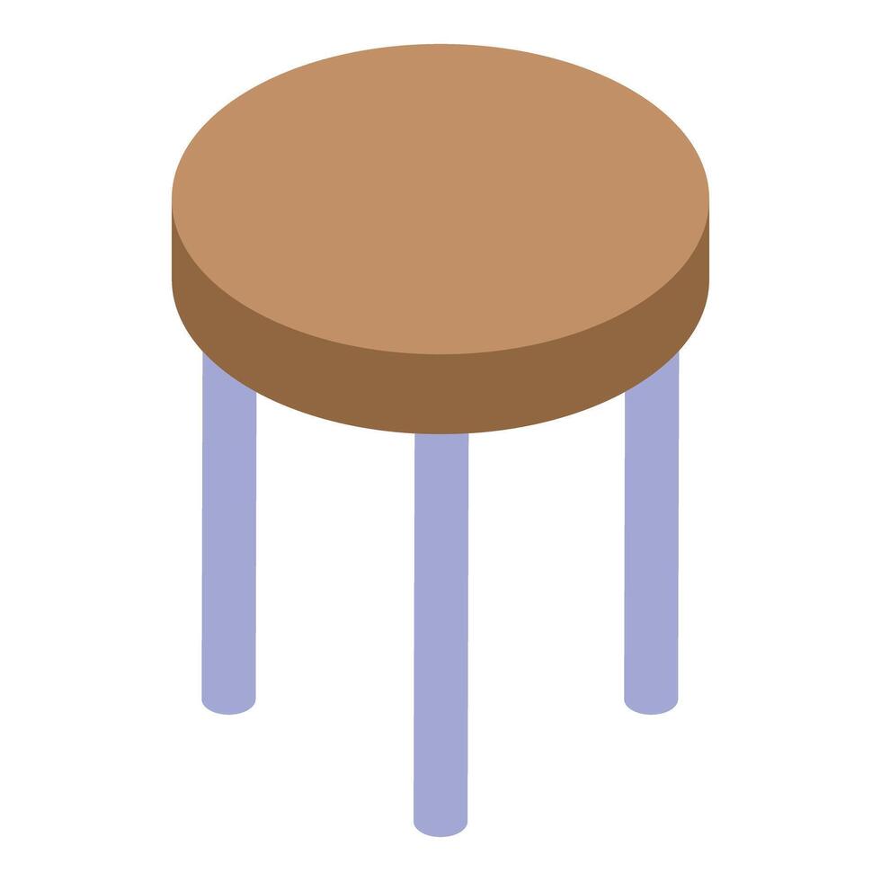 Round stool standing on three legs isometric icon vector