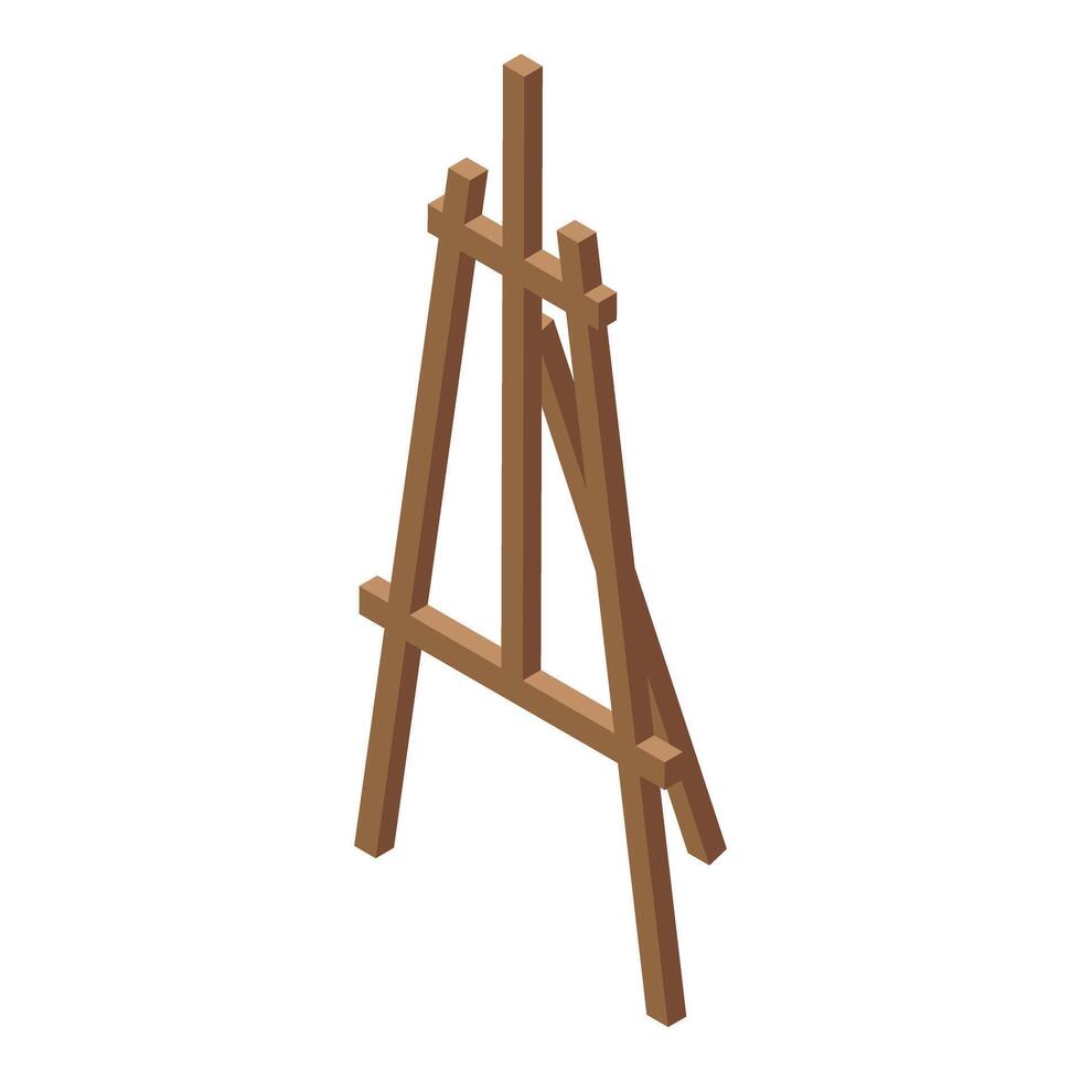 Wooden easel standing on white background isometric view vector