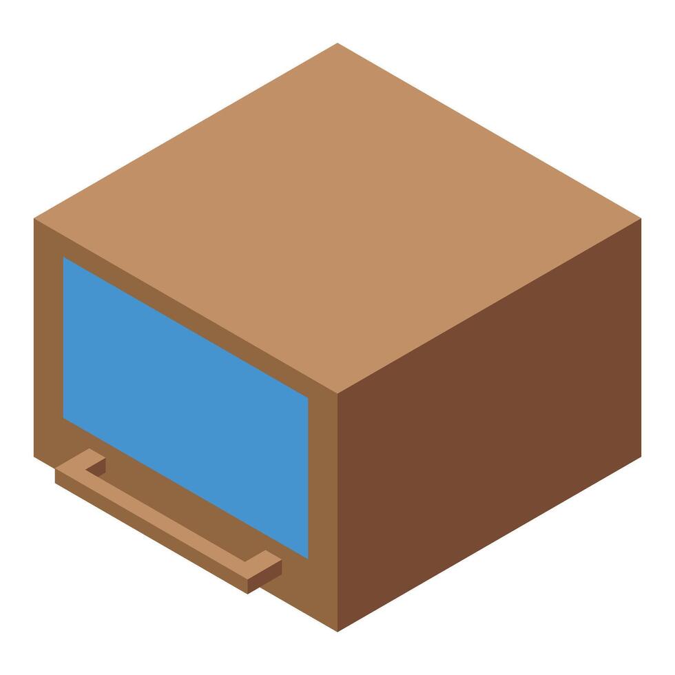 Wooden drawer isometric icon showing storing or organizing vector